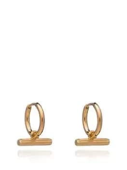 Rachel Jackson London Mini T Bar Gold Huggie Hoop Earrings