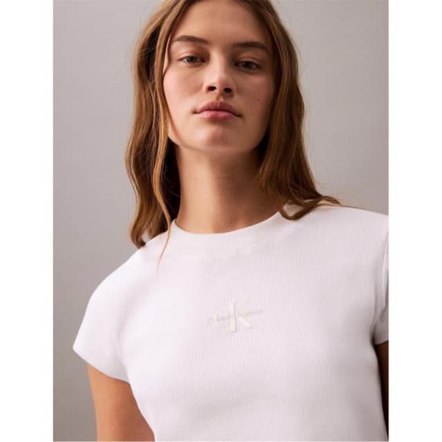 Calvin Klein Jeans Womens CKJ Mono Baby T Crop Top White female 8 (XS)