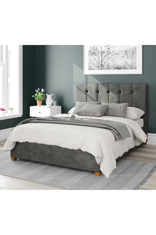 Aspire Aspire Hepburn Upholstered Ottoman Storage Bed, Kimiyo Linen Fabric in Grey Size: Single Grey Single Unisex 5057632166890