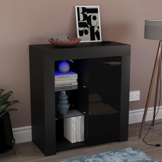 Lassic Vida Designs Azura 1 Door Multi LED Sideboard Black unisex One Size
