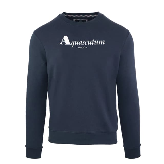 Aquascutum Mens Roundnk Sweat Crew Sweatshirt Navy male Small