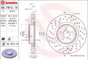 BREMBO Brake disc SUBARU 09.7812.1X 26300FE000 Brake rotor,Brake discs,Brake rotors