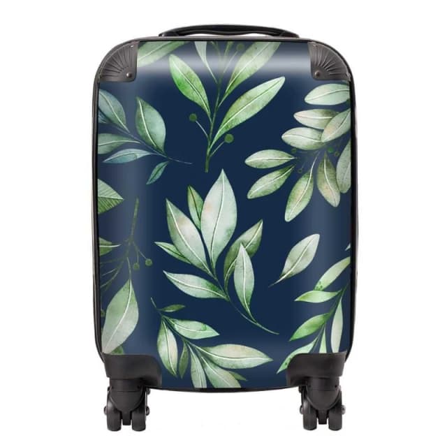 Warren Reed - Designer Watercolor Leaves Suitcase in Green Size: Large Green Unisex Large