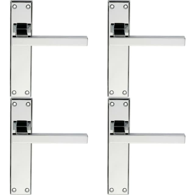 Loops 4x PAIR Straight Square Handle on Latch Backplate 180 x 40mm Polished Chrome Multi