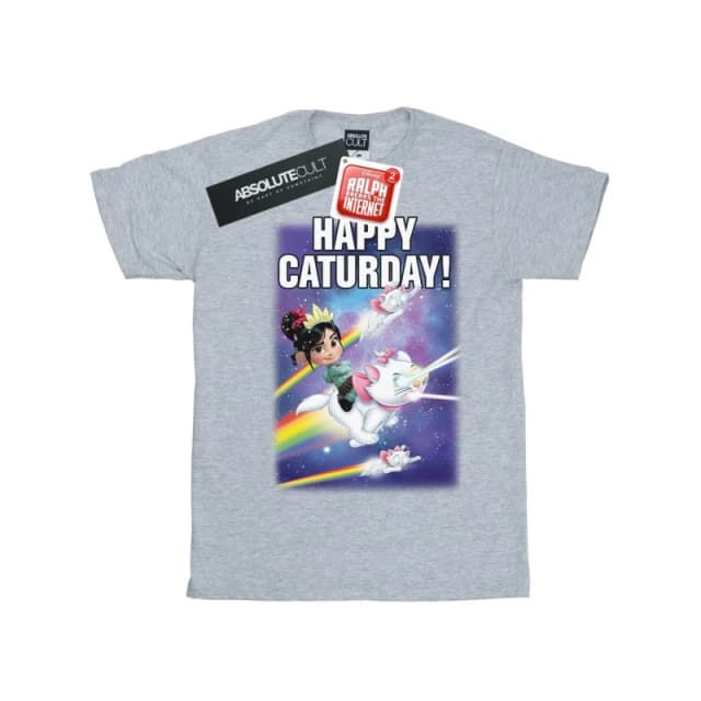 Disney Men Wreck It Ralph Happy Caturday T-Shirt in Grey Size: Small Grey S Male 5057981334346