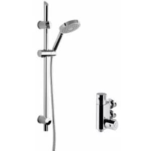 Vertical Thermostatic Bar Shower Valve with Slim Single Function Slider Rail Kit - Chrome - Nuie