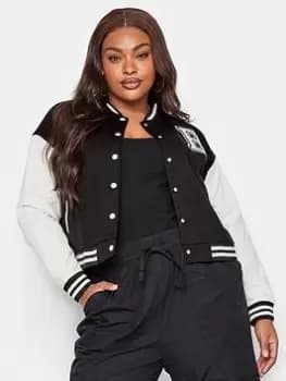 Yours Sweat Bomber Jacket Cropped - Black, Size 14, Women
