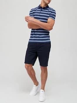Superdry Stripe Polo Shirt - Navy Stripe, Navy Stripe, Size L, Men