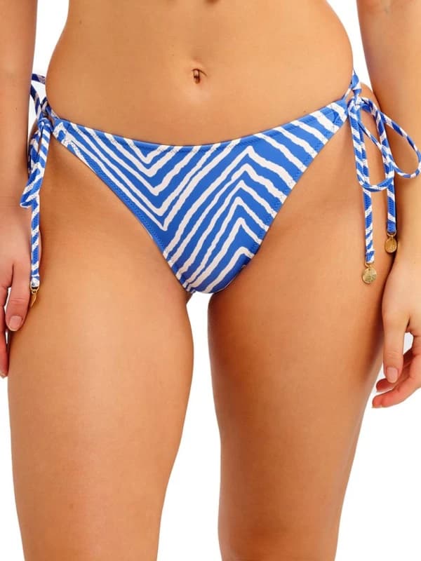 Freya Womens Fiji Falls Tie Side Bikini Brief in Blue Size: 10 Blue Female 10