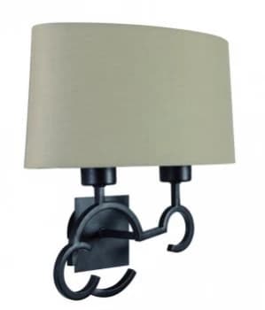 Wall Lamp 2 Light E27 with Taupe Shade Brown Oxide