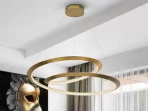 Eternity Integrated LED Pendant Ceiling Light Gold Dimmable 3000K Remote Control