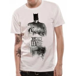 Justice League Movie - Batman Silhouette Mens Medium T-Shirt - White