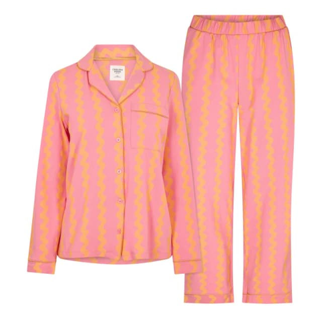 Chelsea Peers Womens Cotton Long Sleeve Pyjama Set Wiggle Stripe female 10 (S)