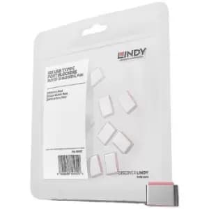 LINDY USB-C socket lock 10 Piece set Pink no keys 40437