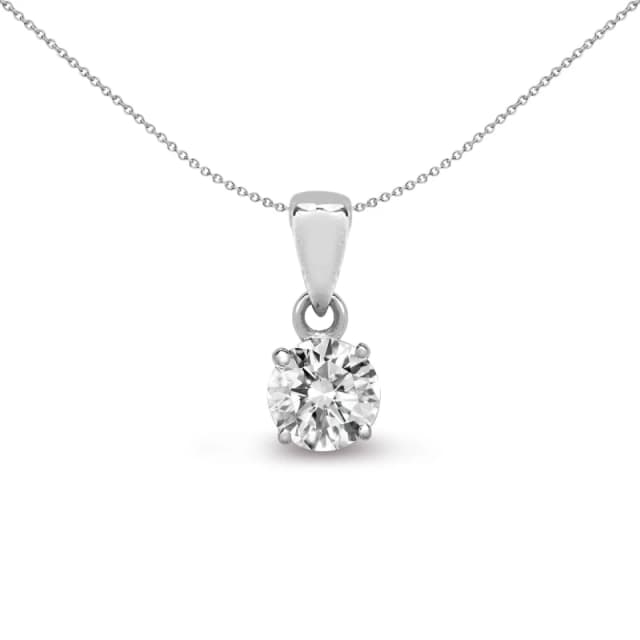 Jewelco London 18ct White Gold 0.25ct Diamond Solitaire Charm Pendant - 18P010-025 Silver