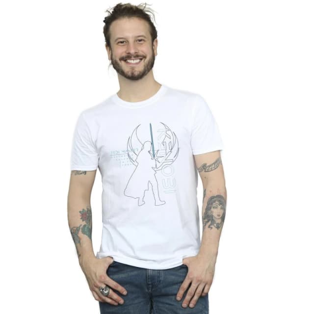 Star Wars Star Wars Men Obi-Wan Kenobi Jedi Master Balance T-Shirt in White Size: Small White S Male 5059934427792