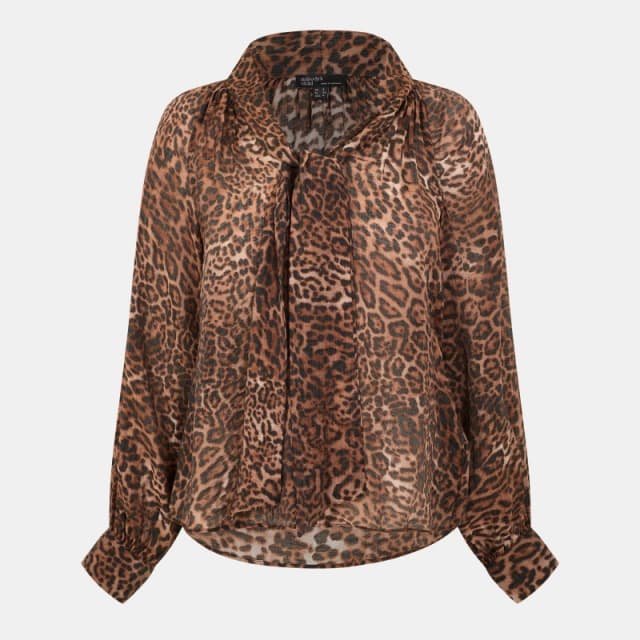 Nobodys Child Womens Goldie Long-Sleeve Blouse Brown female 4 (3XS)