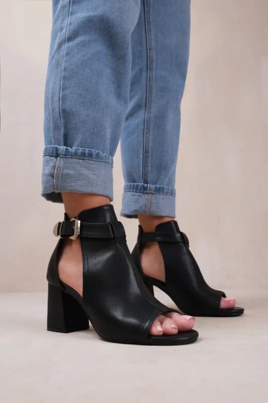 Where's That From Womens 'Lisa' Block Heels in Jet Black Size: 4 Jet Black Female 4