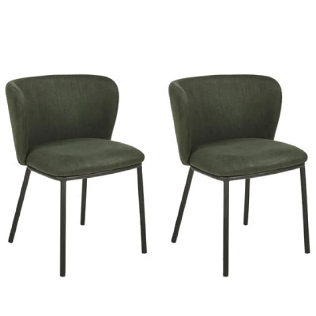 Beliani Set Of 2 Dining Chairs Mina Dark Green