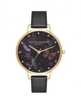 Olivia Burton Night Garden Demi Vegan Black & Gold Watch