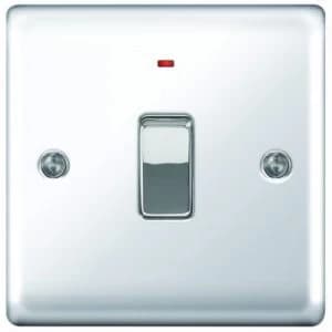 Wickes 20A Light Switch + LED 1 Gang Polished Chrome Raised Plate