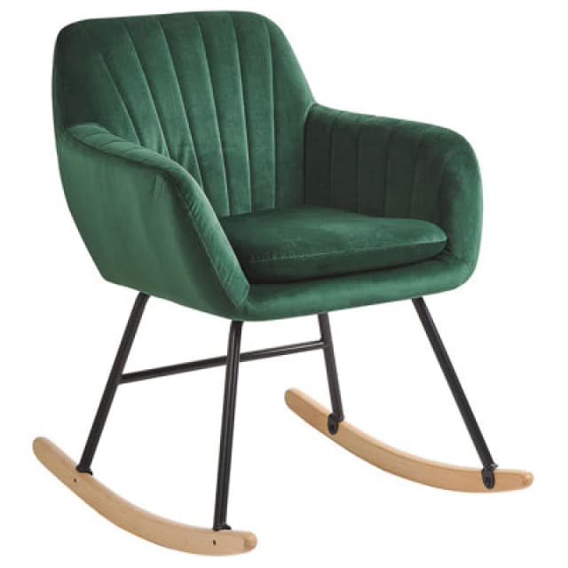 Beliani Rocking Chair Liarum Velvet Emerald Green