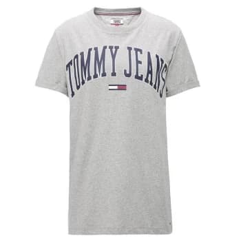 Tommy Jeans Collegiate Logo T Shirt - LT GREY HTHR