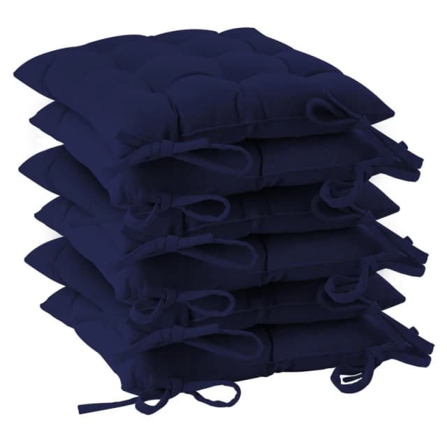 Harbour Housewares Square Garden Chair Seat Cushions - Navy - Pack Of 6
