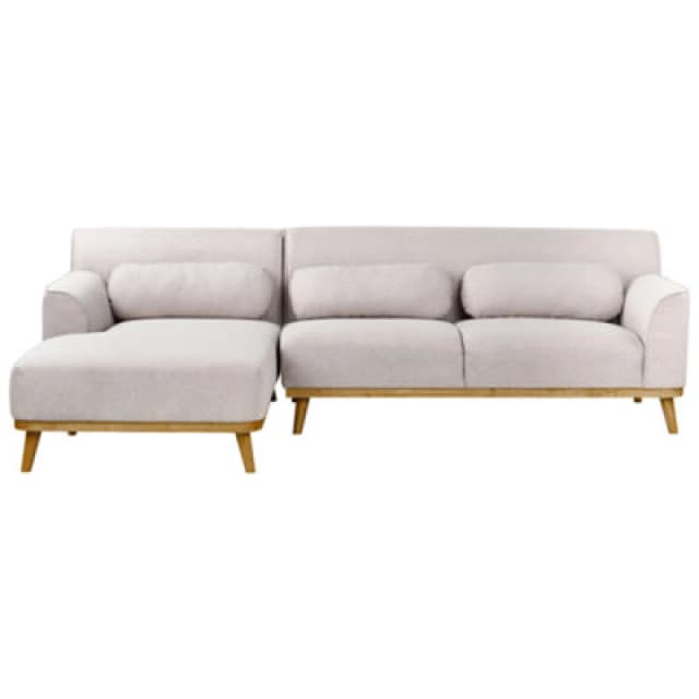 Beliani Corner Sofa 3 Seater Simos Fabric Light Grey Right Hand