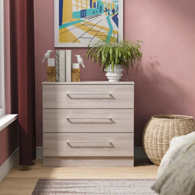 Welcome Furniture Ltd Worcester 3 Drawer Chest in Grey Oak - Ready Assembled, Grey WOR010GOGO