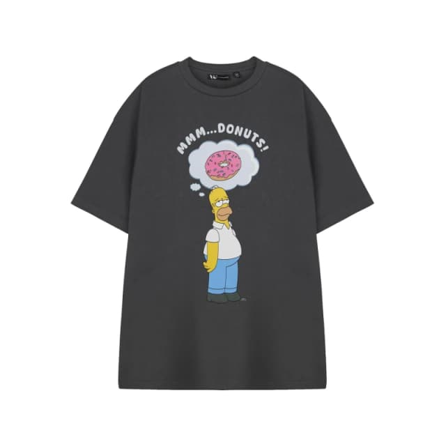 The Simpsons The Simpsons Men Short Sleeved T-Shirt in Grey Size: Small Grey S Male 5063203922635