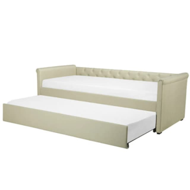 Beliani Trundle Bed Fabric Libourne 80 X 200 Cm (Eu Small Single) Beige