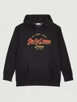 Jack & Jones Plus Logo Pull Over Hoodie - Black
