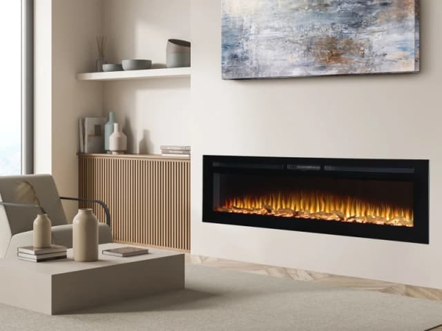 Adam Fires & Fireplaces Orlando Inset / Wall Mounted Electric Fire, 72" in Black Unisex