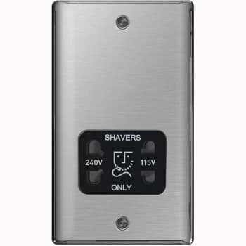 BG Nexus Metal Brushed Steel Shaver Socket Black Insert - NBS20B