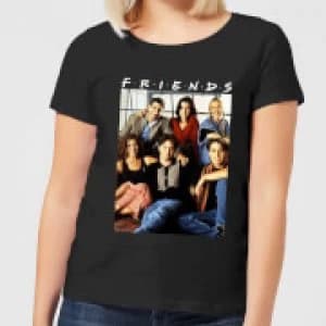 Friends Vintage Character Shot Womens T-Shirt - Black