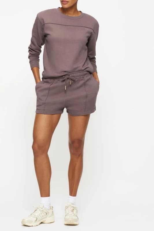 KBX Womens Jessica Sweat Short in Brown Size: 10 Brown Female 10