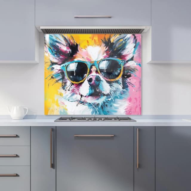 Warren Reed - Designer Chic Chihuahua in Sunglasses Kitchen Splashback Size: 600mm x 750mm Multicolor Unisex 600mm x 750mm