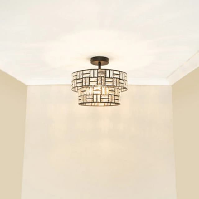 ValueLights ValueLights Elise Acrylic Jewel Two Tier Ceiling Pendant Light in Black One Size Unisex 5016529269823