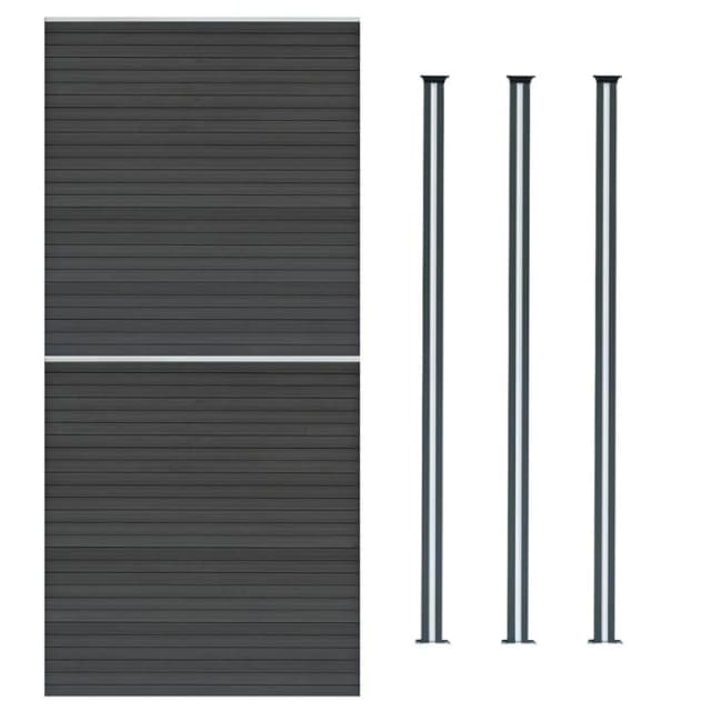 Monstershop Composite Fence Panels & LED Posts 6ft x 11.5ft - Grey Grey Unisex