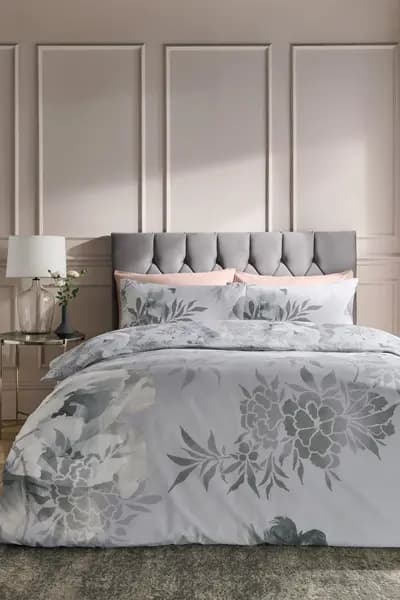 Catherine Lansfield 'Dramatic Floral' Duvet Set Silver