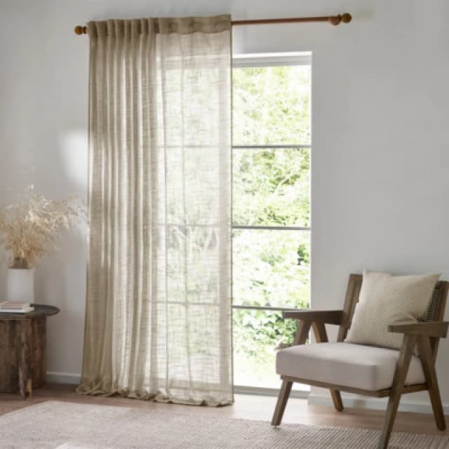 Yard Cirrus Woven Sheer Curtain Panel Linen (W)140Cm X (D)250Cm