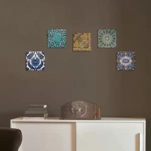 UTB33 Blue Green Yellow Decorative MDF Painting (5 Pieces)