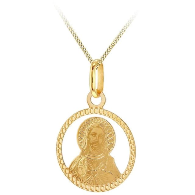 Be You 9ct Gold Diamond Cut Round Christ Necklace Yellow Gold unisex 18in