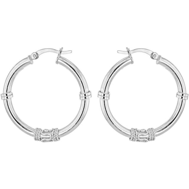Be You Sterling Silver Rope-Design Hoops Sterling Silver female One Size