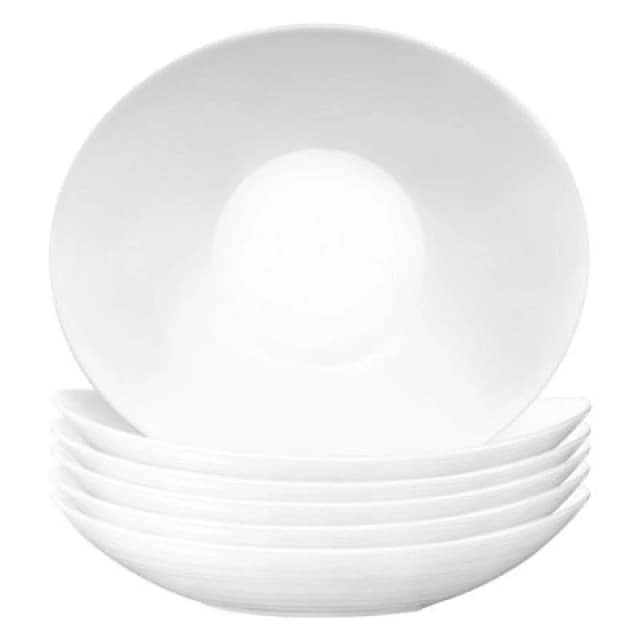 Bormioli Rocco Prometeo Oval Glass Soup Plates 23cm White Pack of 6 White unisex