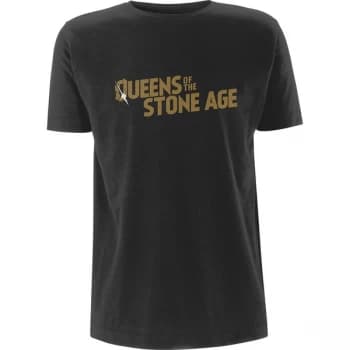 Queens Of The Stone Age - Metallic Text Logo Unisex Large T-Shirt - Grey
