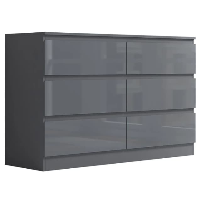 FWStyle FWStyle 6 Drawer Dark Grey Chest Of Drawers Gloss Fronts Grey One Size Unisex 5056413130181