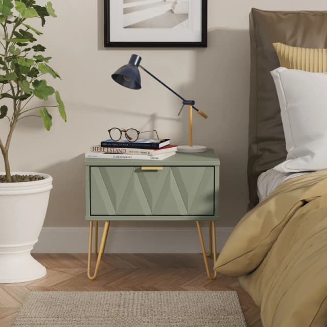 Ready Assembled 2 U Dallas 1 Drawer Bedside (Ready Assembled) in Pale Green Pale Green Unisex