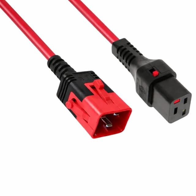 FDL 1M IEC C20 PLUG TO IEC C19 SOCKET DUAL LOCKING EXT. - RED